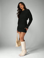 Women's Mini Dress with long sleeves and round neck