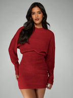 Women's Mini Dress with long sleeves and round neck