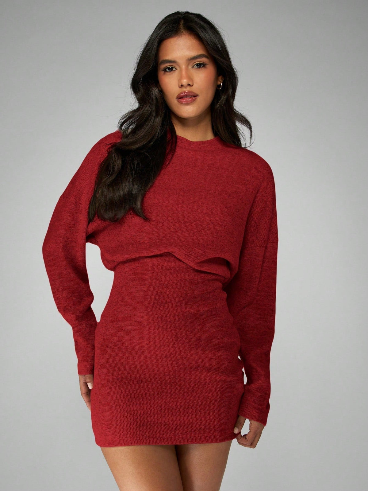 Women's Mini Dress with long sleeves and round neck