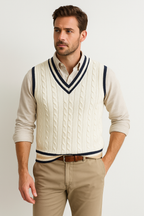 Men's V-Neck Cable Knit Slipover