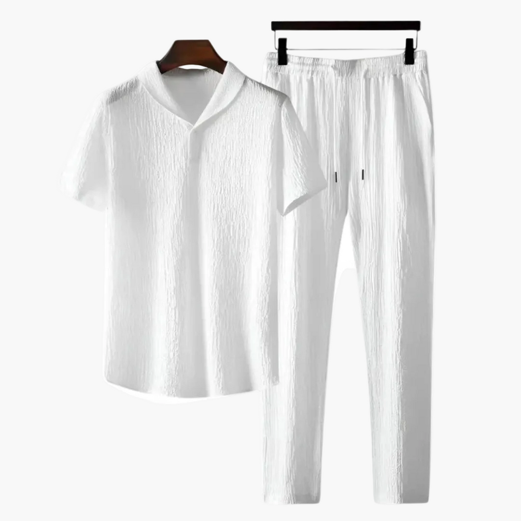 Men's Cotton Polo and Trouser Co-Ord – Monochrome