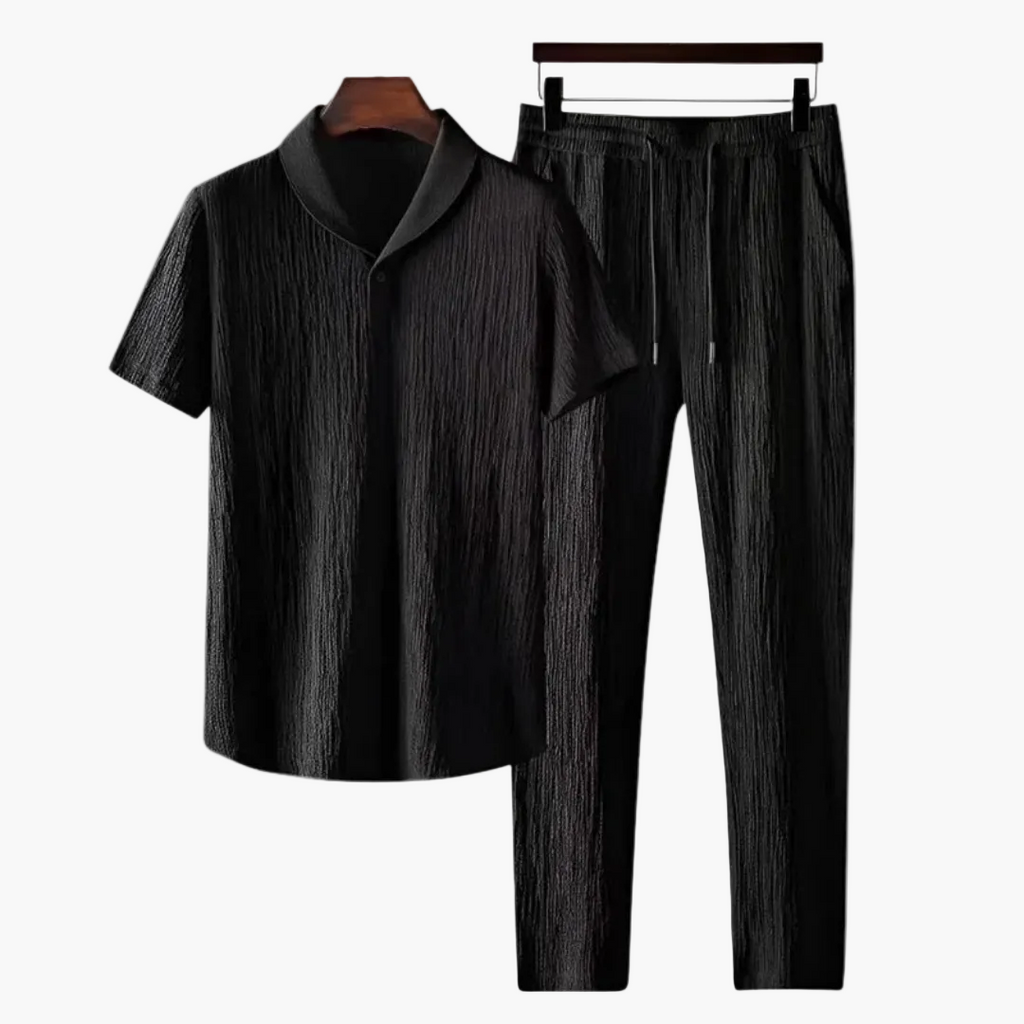 Men's Cotton Polo and Trouser Co-Ord – Monochrome