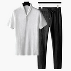 Men's Cotton Polo and Trouser Co-Ord – Monochrome