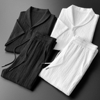Men's Cotton Polo and Trouser Co-Ord – Monochrome