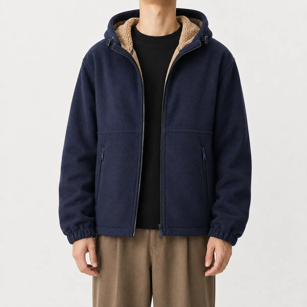 Men's Hoodie with Fleece Lining and Zip