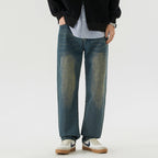 Men's Vintage-Wash Straight-Leg Jeans – Relaxed Denim