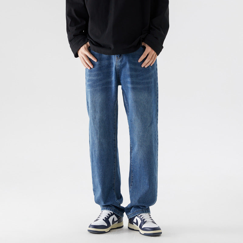 Men's Vintage-Wash Straight-Leg Jeans – Relaxed Denim