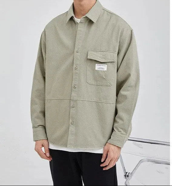 Men's Relaxed Fit Utility Overshirt with Button Front and Chest Pocket
