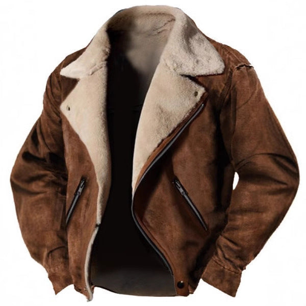 Men's faux fur-Lined suede-look Biker Jacket