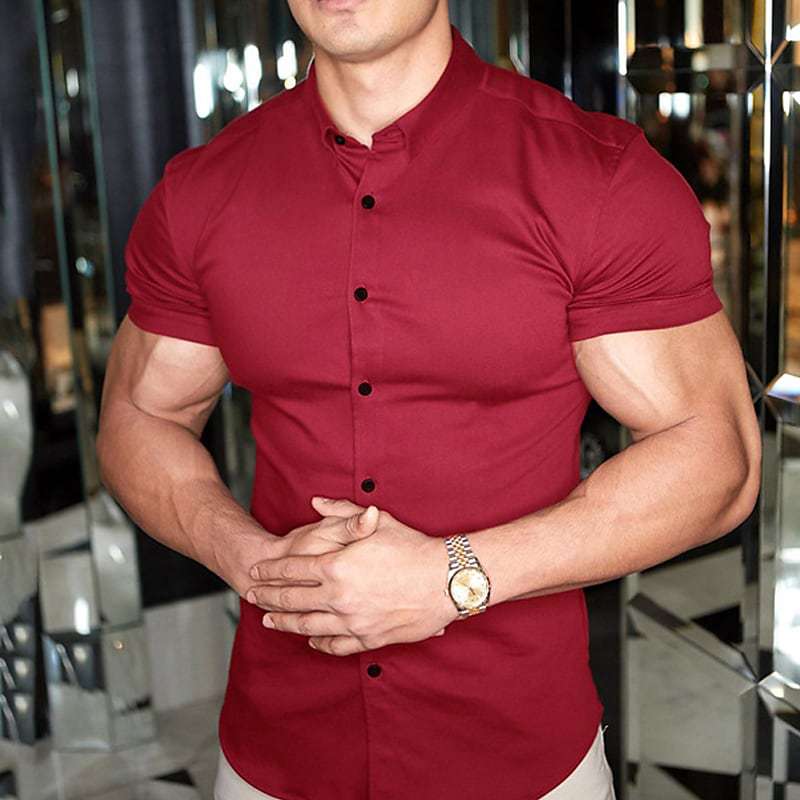 Men's Slim-Fit Short-Sleeve Shirt – Lightweight Button-Up