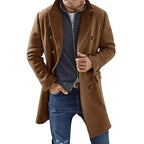 Men's Double-Breasted Tailored Overcoat – Classic Notch Lapel Mid-Length