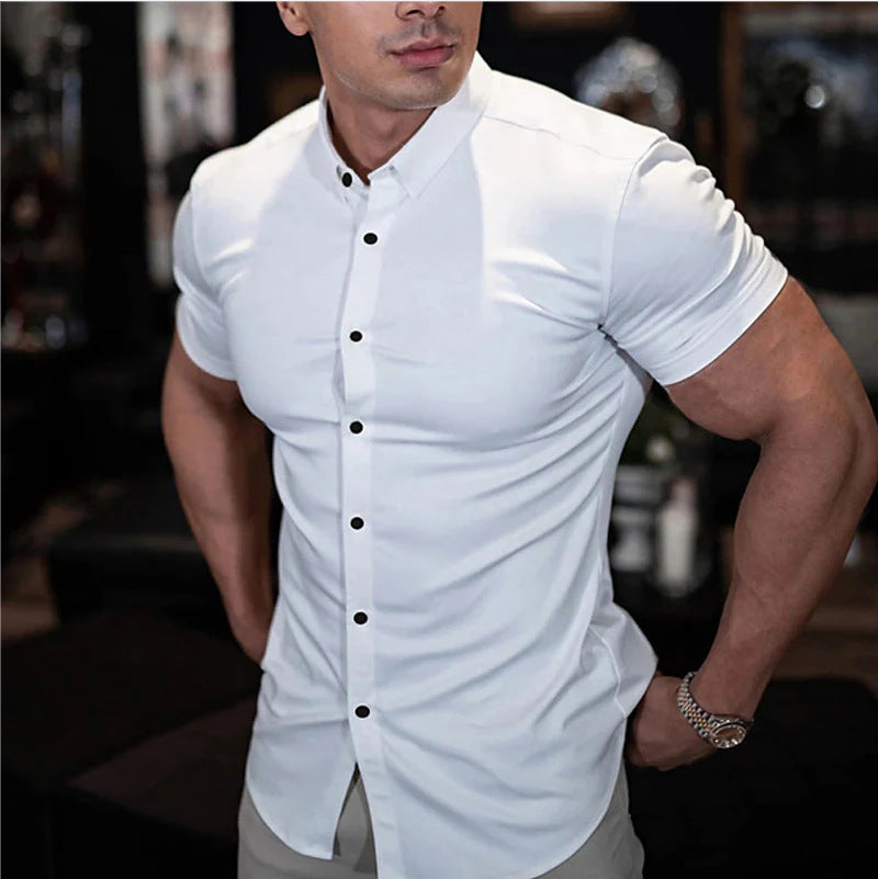 Men's Slim-Fit Short-Sleeve Shirt – Lightweight Button-Up