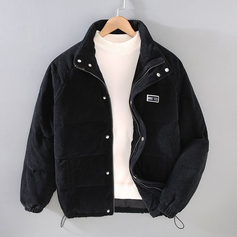 Men's Corduroy Puffer Jacket – Padded Stand-Collar Winter Layer