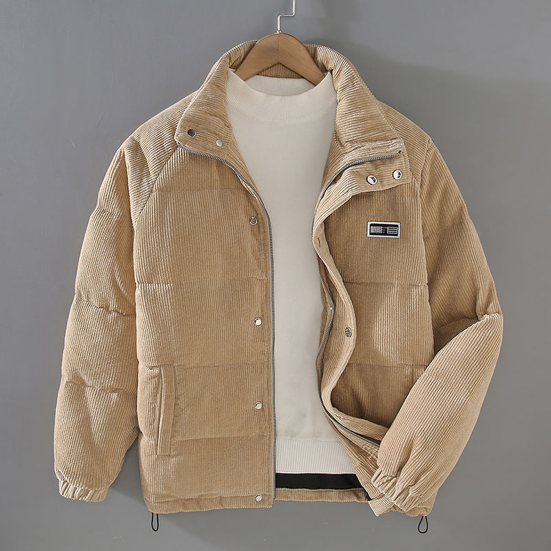 Men's Corduroy Puffer Jacket – Padded Stand-Collar Winter Layer
