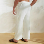 Men's Relaxed linen-look Trousers – Wide-Leg Drawstring Pants