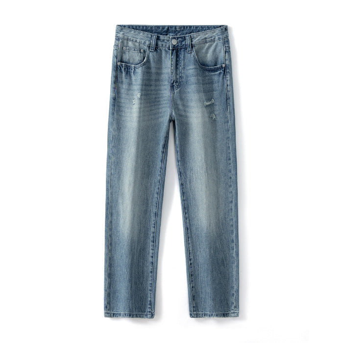 Men's Relaxed Wide-Leg Jeans – Vintage-Wash Denim