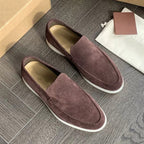 Men's Suede-Look Slip-On Loafers – Lightweight Flat Smart Casual Shoes