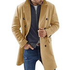 Men's Double-Breasted Tailored Overcoat – Classic Notch Lapel Mid-Length