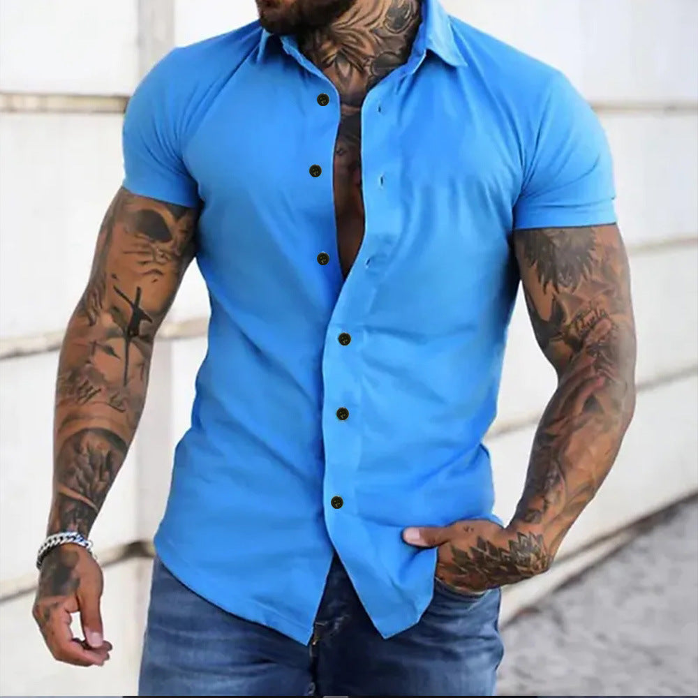 Men's Slim-Fit Short-Sleeve Shirt – Lightweight Button-Up