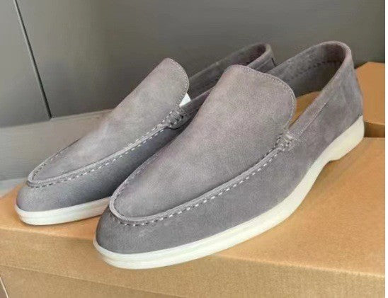 Men's Suede-Look Slip-On Loafers – Lightweight Flat Smart Casual Shoes