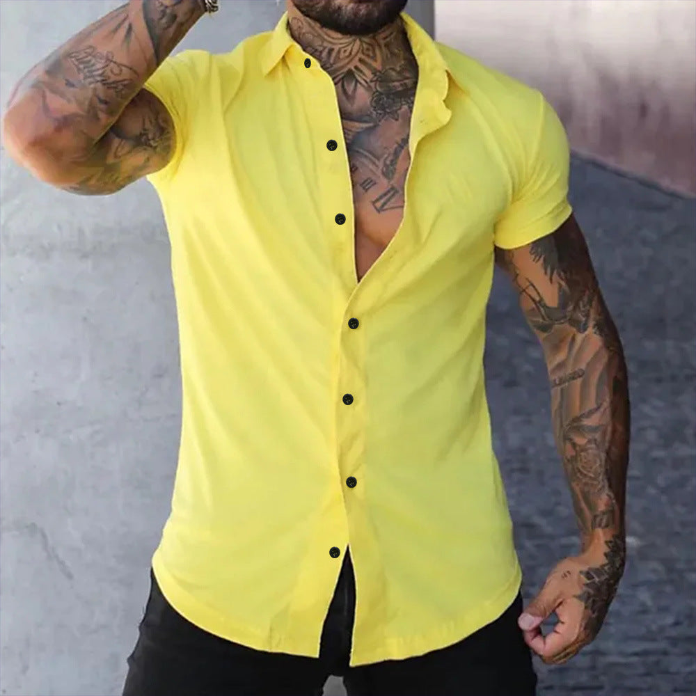 Men's Slim-Fit Short-Sleeve Shirt – Lightweight Button-Up