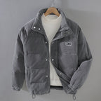 Men's Corduroy Puffer Jacket – Padded Stand-Collar Winter Layer