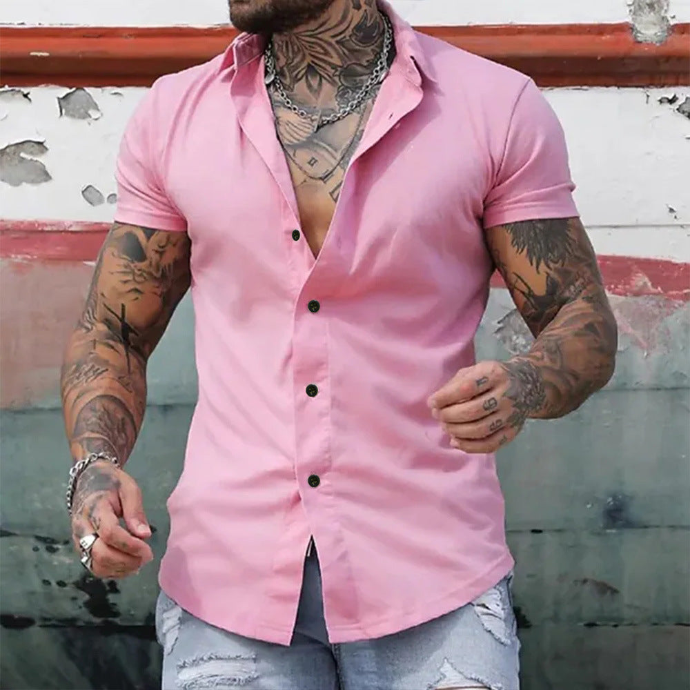 Men's Slim-Fit Short-Sleeve Shirt – Lightweight Button-Up