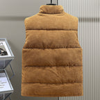 Men's Corduroy Puffer Gilet – Padded High Collar Bodywarmer