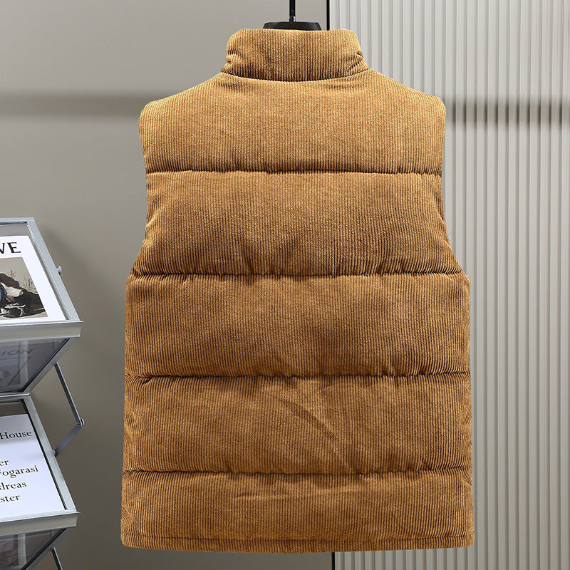 Men's Corduroy Puffer Gilet – Padded High Collar Bodywarmer