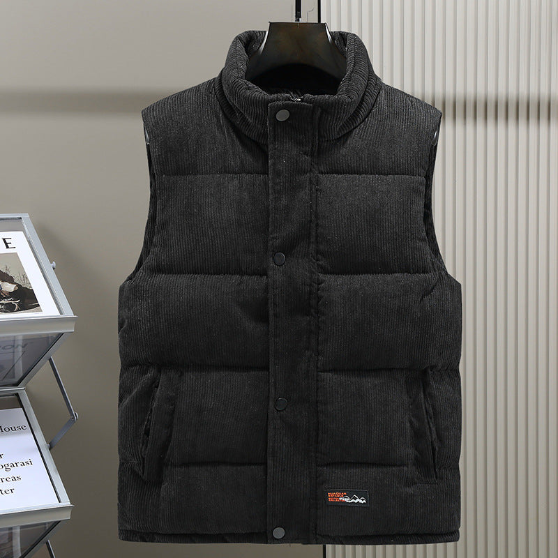 Men's Corduroy Puffer Gilet – Padded High Collar Bodywarmer