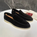 Men's Suede-Look Slip-On Loafers – Lightweight Flat Smart Casual Shoes