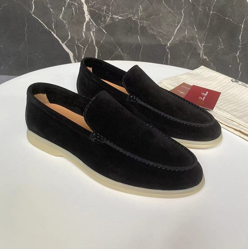 Men's Suede-Look Slip-On Loafers – Lightweight Flat Smart Casual Shoes