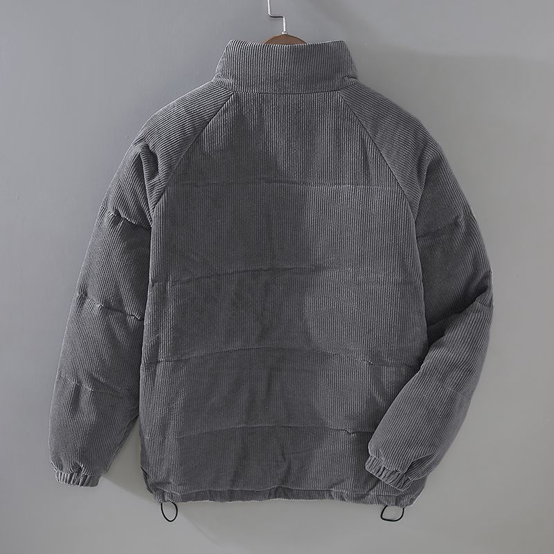 Men's Corduroy Puffer Jacket – Padded Stand-Collar Winter Layer