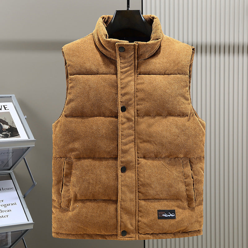 Men's Corduroy Puffer Gilet – Padded High Collar Bodywarmer