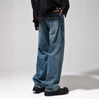 Men's Vintage-Wash Baggy Jeans – Relaxed Wide-Leg Denim