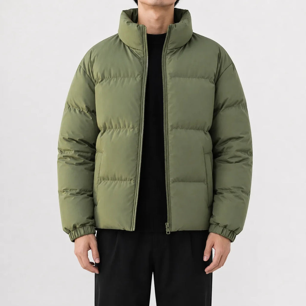 Men's Puffer Jacket with High Collar