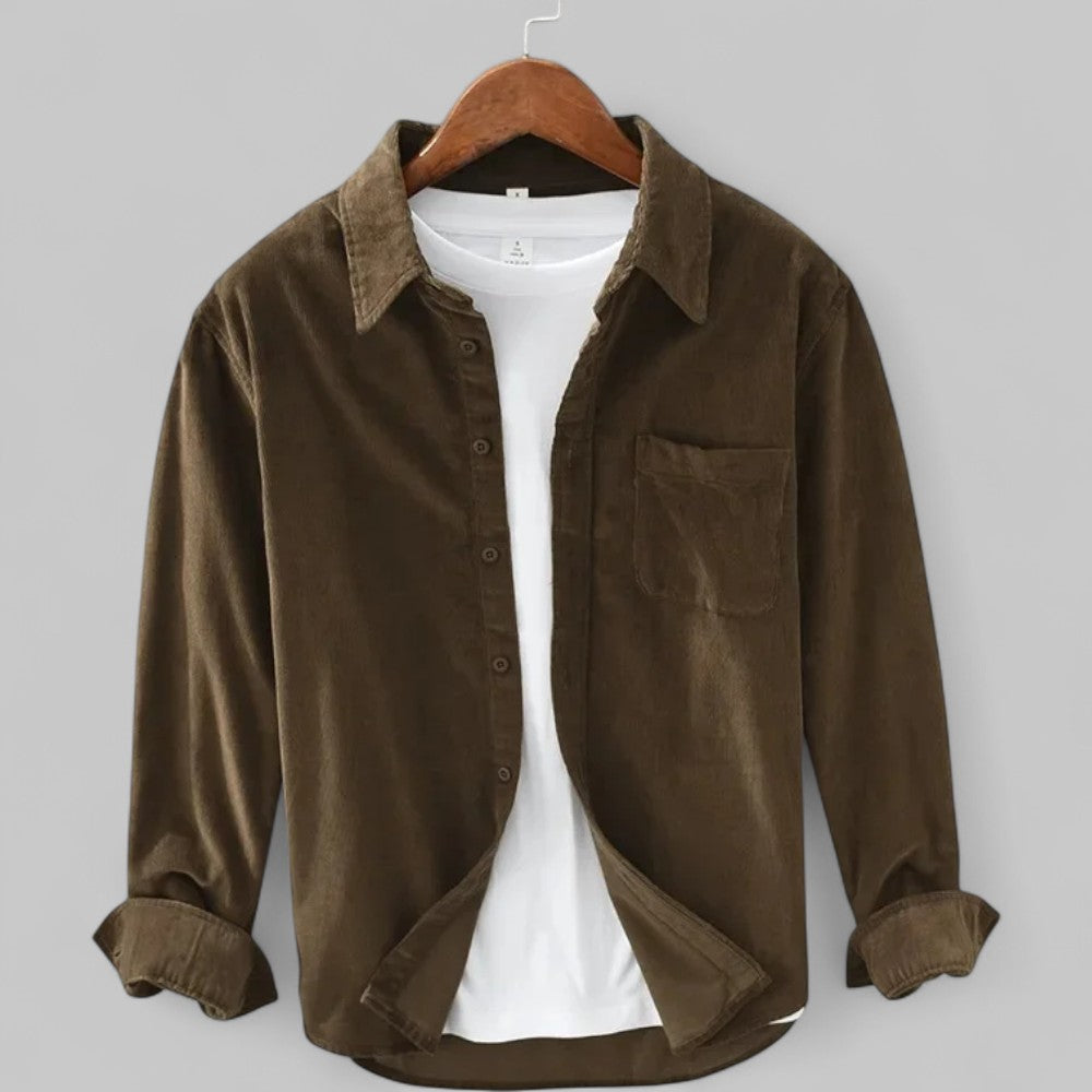 Men's Retro Long Sleeve Shirt with Classic Collar