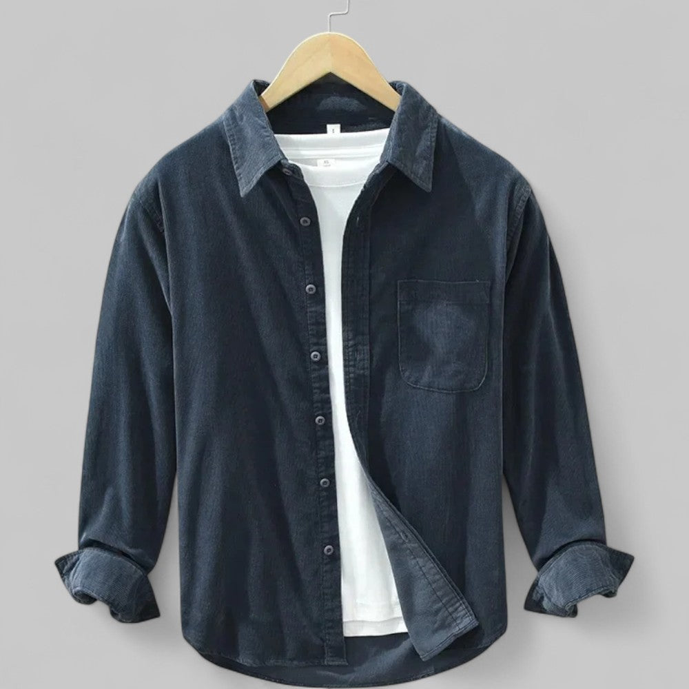 Men's Retro Long Sleeve Shirt with Classic Collar