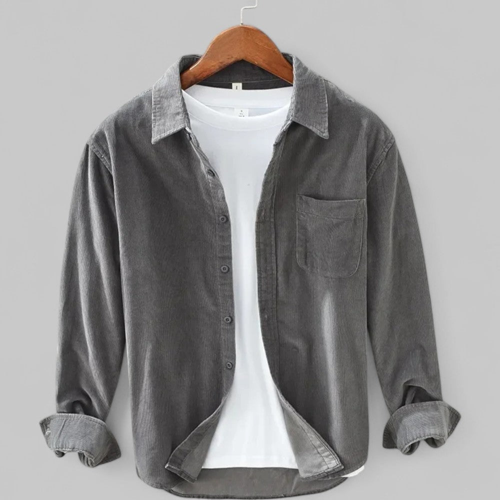 Men's Retro Long Sleeve Shirt with Classic Collar