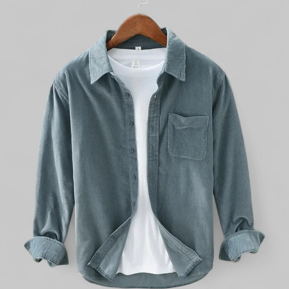 Men's Retro Long Sleeve Shirt with Classic Collar