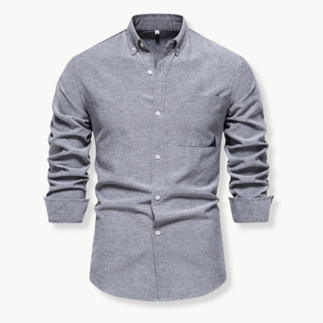 Men's Button-Down Collar Shirt in Light Grey