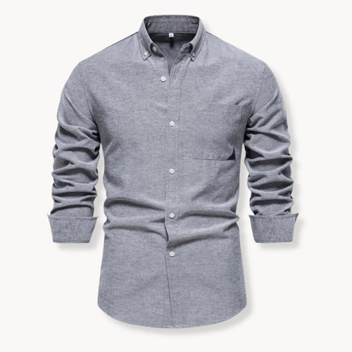 Men's Button-Down Collar Shirt in Light Grey