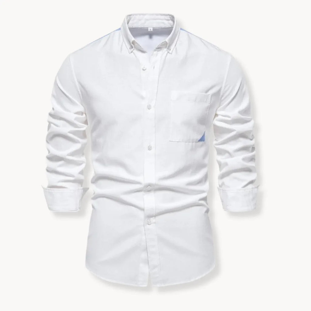 Men's Button-Down Collar Shirt in Light Grey