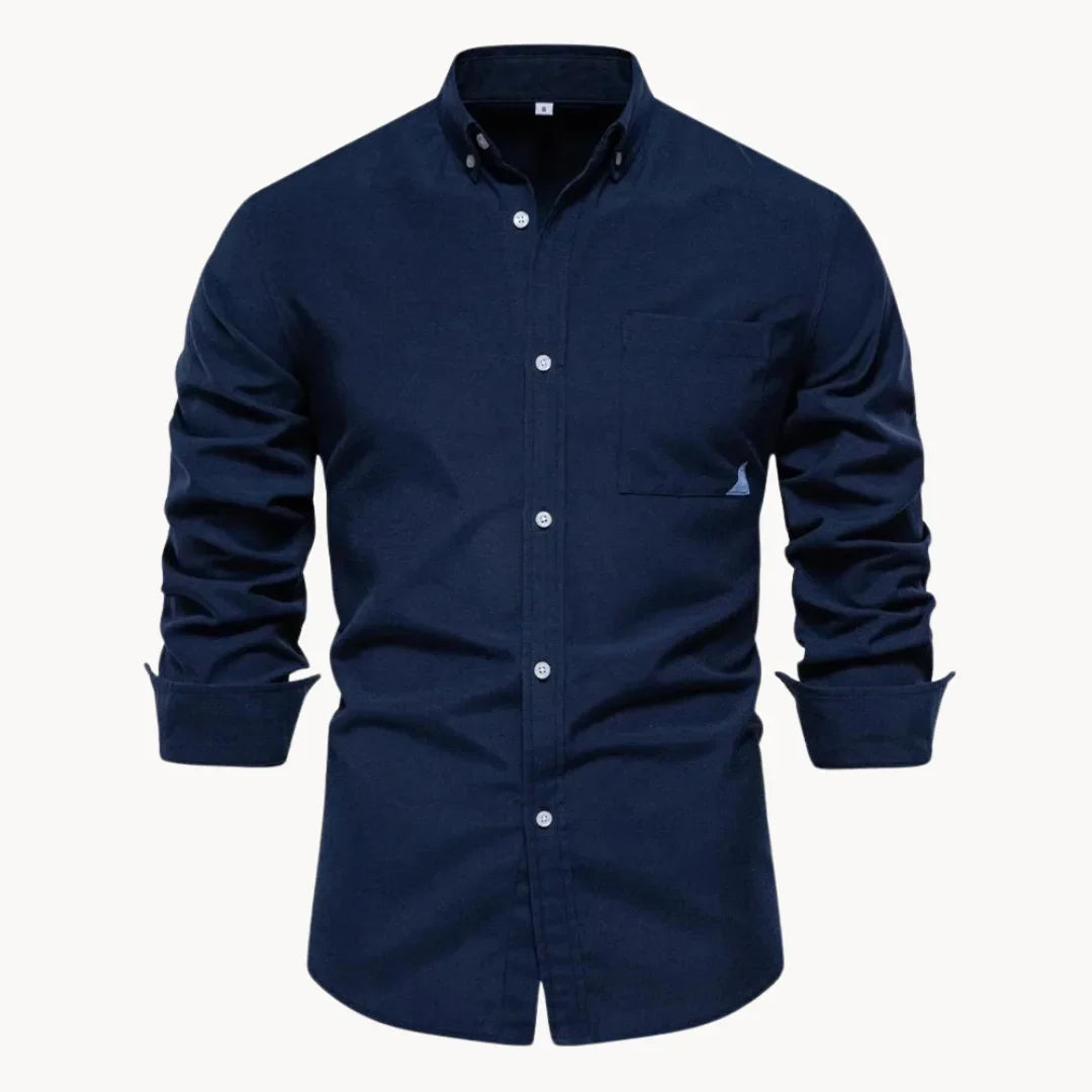 Men's Button-Down Collar Shirt in Light Grey
