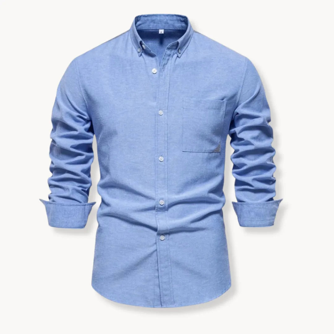 Men's Button-Down Collar Shirt in Light Grey