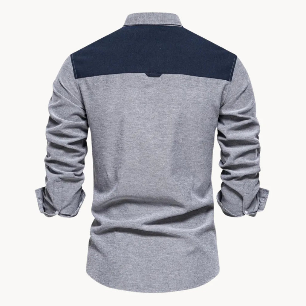 Men's Button-Down Collar Shirt in Light Grey