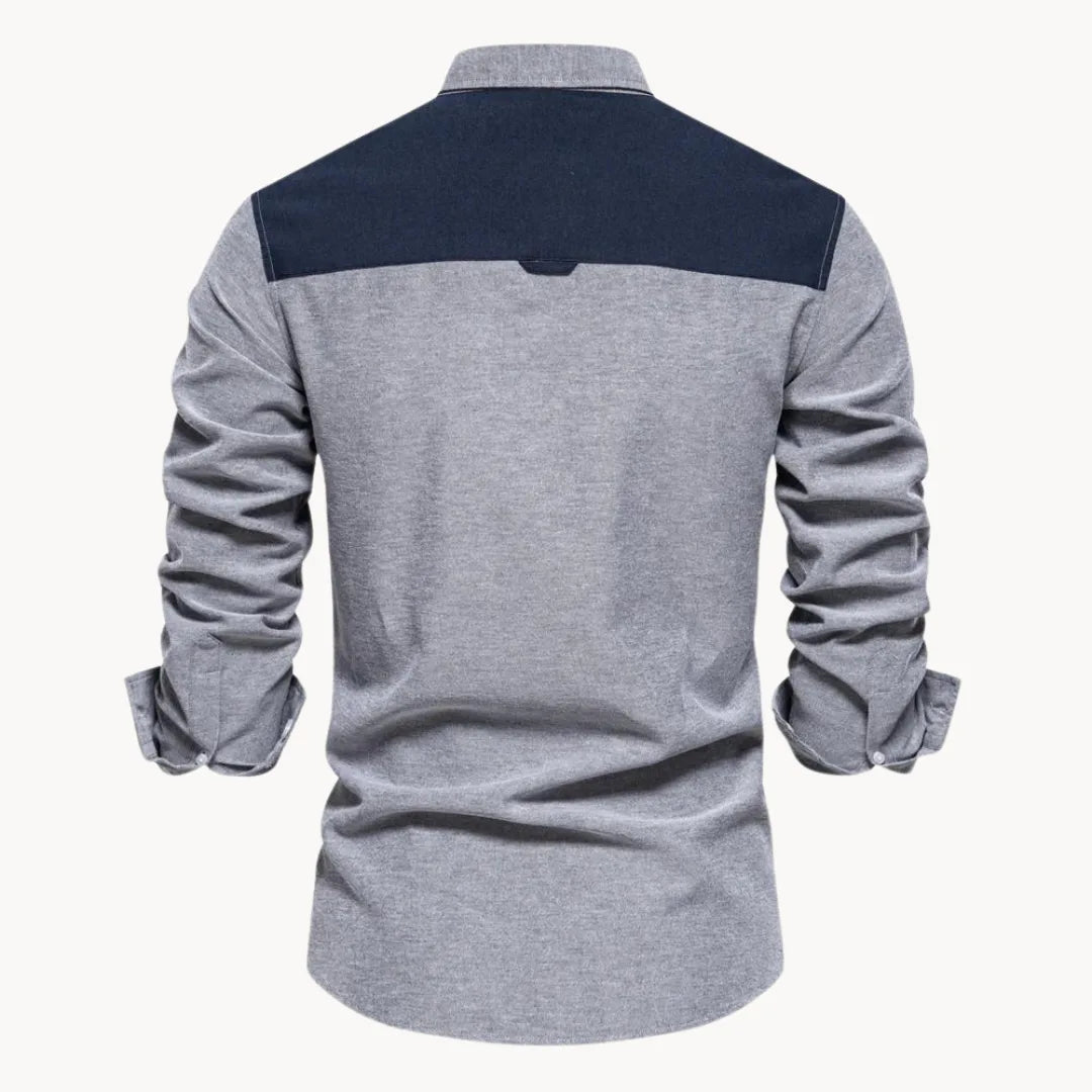 Men's Button-Down Collar Shirt in Light Grey