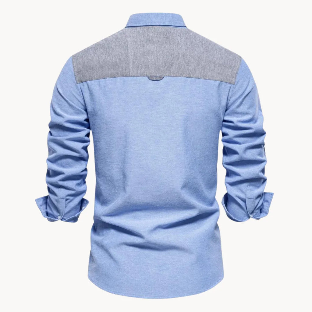 Men's Button-Down Collar Shirt in Light Grey