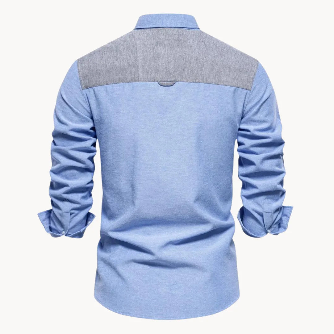 Men's Button-Down Collar Shirt in Light Grey