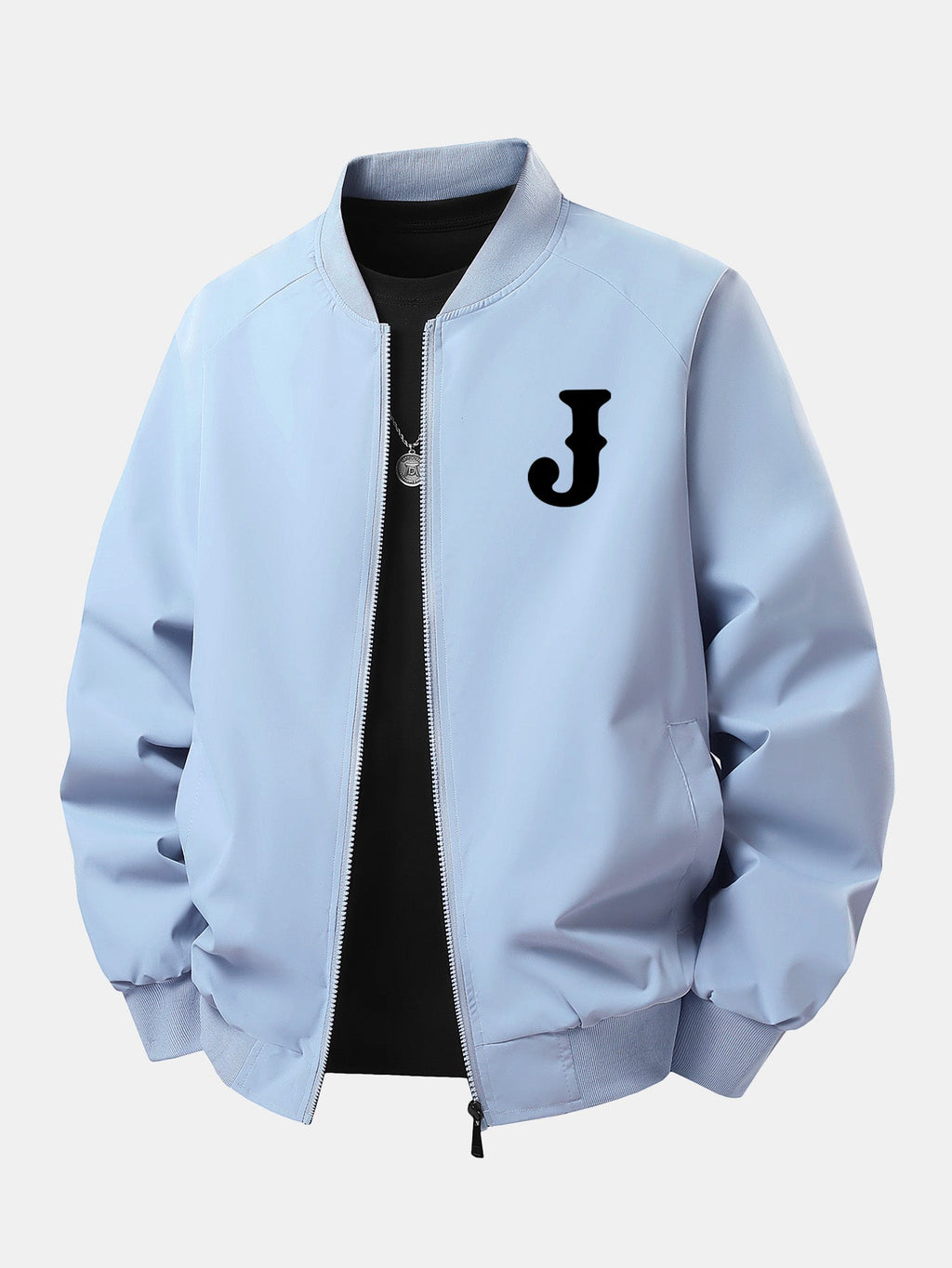 Men's Printed Bomber Jacket with Relaxed Fit and Full Zip